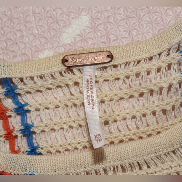 FREE PEOPLE Babes Only Open Knit Top Juniors XS - Picture 3 of 5